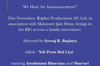 Yeh Prem Mol Liya, Sooraj Barjatya new film, Ayushmann Khurrana movie 2026, Sharvari film, Rajshri Productions film