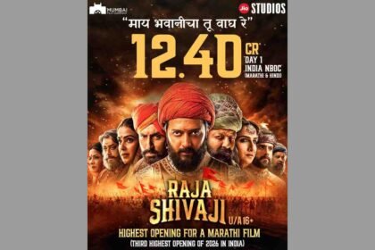 Raja Shivaji box office, Raja Shivaji Day 1 collection, biggest Marathi opening, Riteish Deshmukh Raja Shivaji, Marathi cinema record, Jio Studios Raja Shivaji, Raja Shivaji ₹12.40 crore, Marathi movie box office 2026