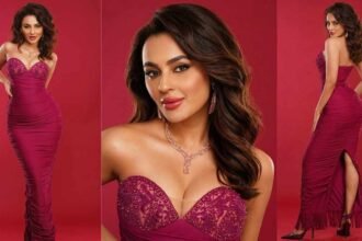 Seerat Kapoor , Actress Seerat Kapoor ,Seerat Kapoor, Seerat Kapoor fashion, Ohaila Khan couture, Magenta gown, Bollywood red carpet fashion,