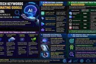 Top Tech Keywords 2026, Most Searched Technology Terms Google, Tech Search Trends,ChatGPT search volume, Google Gemini search, Generative AI trends 2026, Tech SEO strategy 2026, highest CPC tech keywords, tech blogging ideas