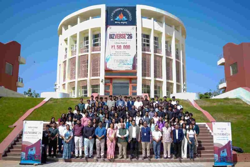JKLU, JK Lakshmipat University, BIZVERSE’26, BIZVERSE 2026, Jaipur, Management Fest, National Management Fest, Experiential Learning, Business Competition, AI Competition, Student Innovation, Business Education, Entrepreneurship, Case Competition, Prompt Battle, Biz Lab, Biz Quiz, Meme Marketing, Case Cracker, Rajasthan Education