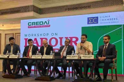 CREDAI NCR, New Labour Codes, CREDAI NCR Workshop, Real Estate Developers NCR, Labour Law Compliance, Construction Industry India, Real Estate News, Justice J.K. Maheshwari, Sigma Chambers, Code on Wages, Industrial Relations Code, Code on Social Security, Occupational Safety Health and Working Conditions Code, Contract Labour Compliance, BOCW Compliance, Construction Cess, Worker Welfare, Migrant Labour Rights, Construction Site Safety, Vishal Gupta CREDAI NCR, Nikhil Hawelia, NCR Builders, Real Estate Legal Updates, Statutory Compliance India